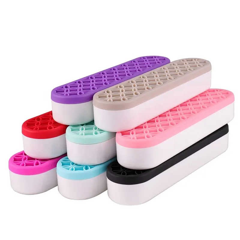 Groothandel Bureau Private Label Plastic Drogen Cosmetische Make-Up Borstelhouder Reizen Siliconen Make-Up Borstelhouder