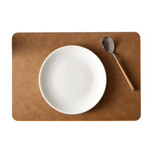牛皮纹理矩形桌垫杯垫餐厅餐桌用双色耐热聚氯乙烯餐垫 - Product Image 5