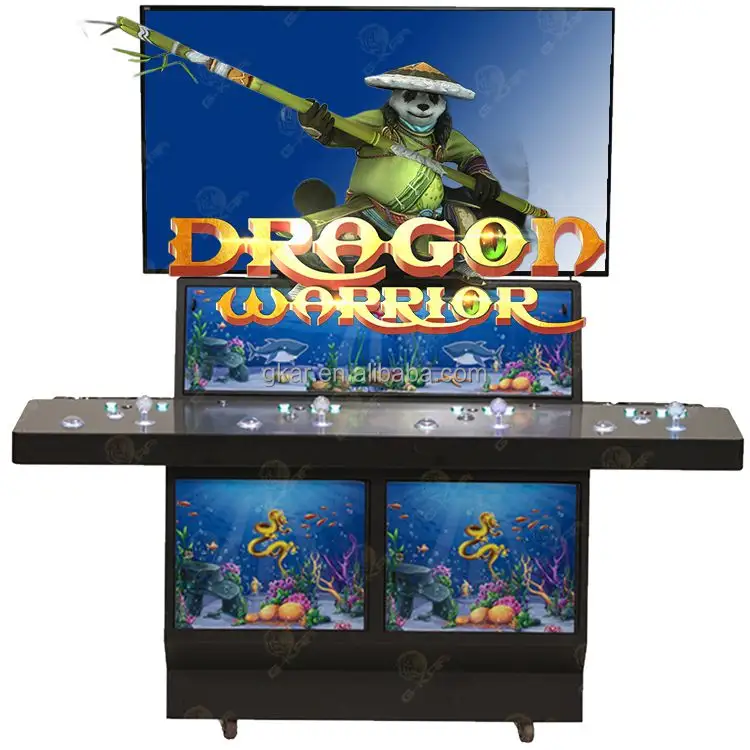 Máquina de Arcade de mesa de peces LCD de 55 "con 4 asientos para interiores, sistema de ganso Mutha, tablero de Juego de pesca Dragon Warrior