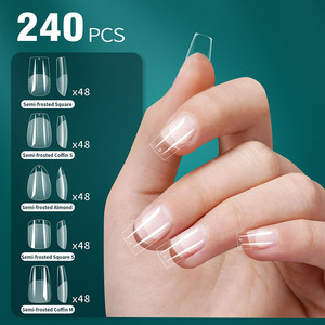Temizle 240 adet çok tarzı 5 in 1 kavisli basın tırnak ipuçları fırçalayın genişletilmiş tırnak ultra-ince yarım kapak yumuşak jel tırnak ipuçları - Product Image 1