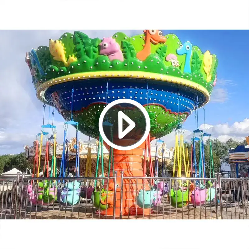 Dinosaur Theme Kids Fairground Attractions Carnival Mall Amusement Park Outdoor Equipment Rides Chairoplane Swing Flying Chair