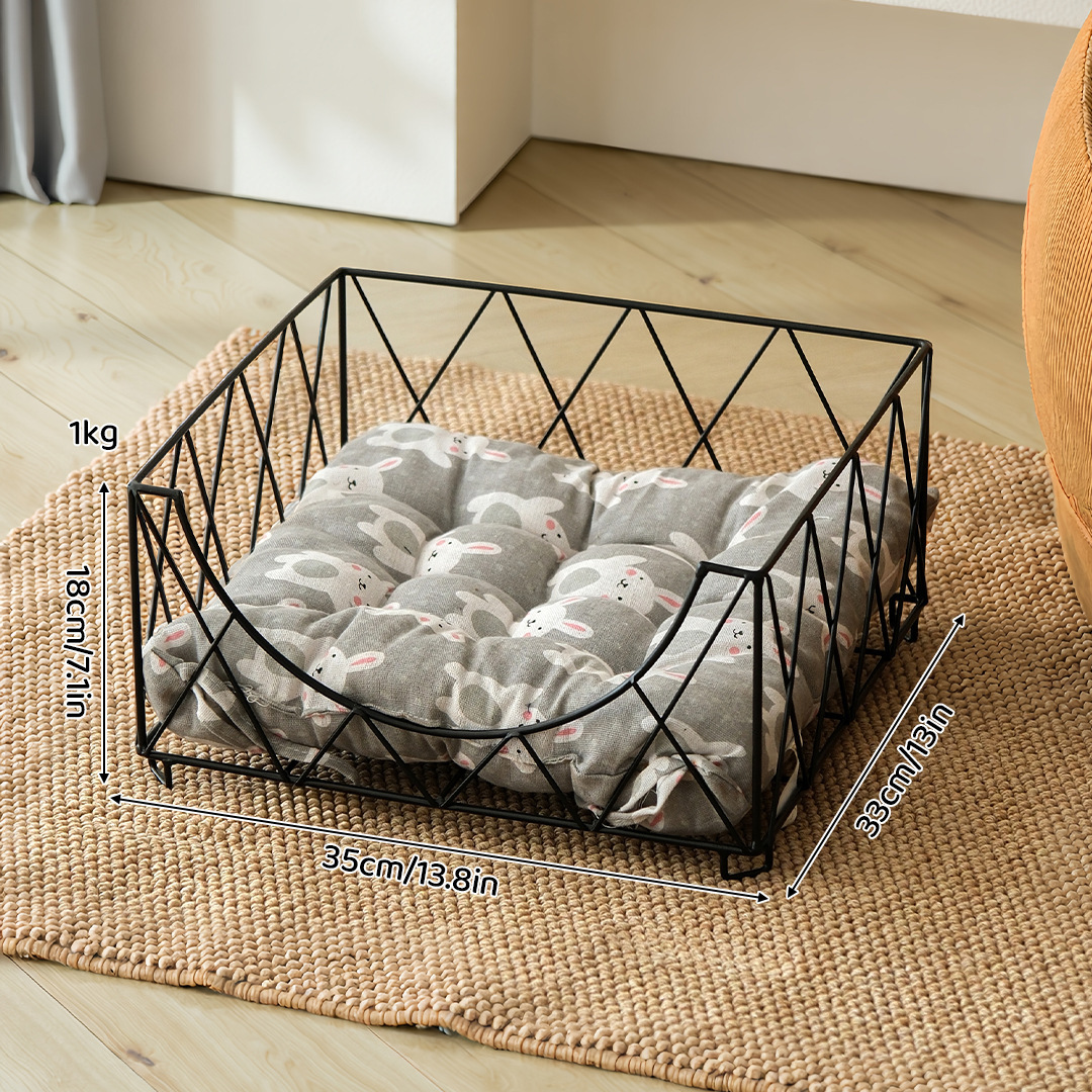 Black wrought iron pet bed - pet mat included (randomly selected)