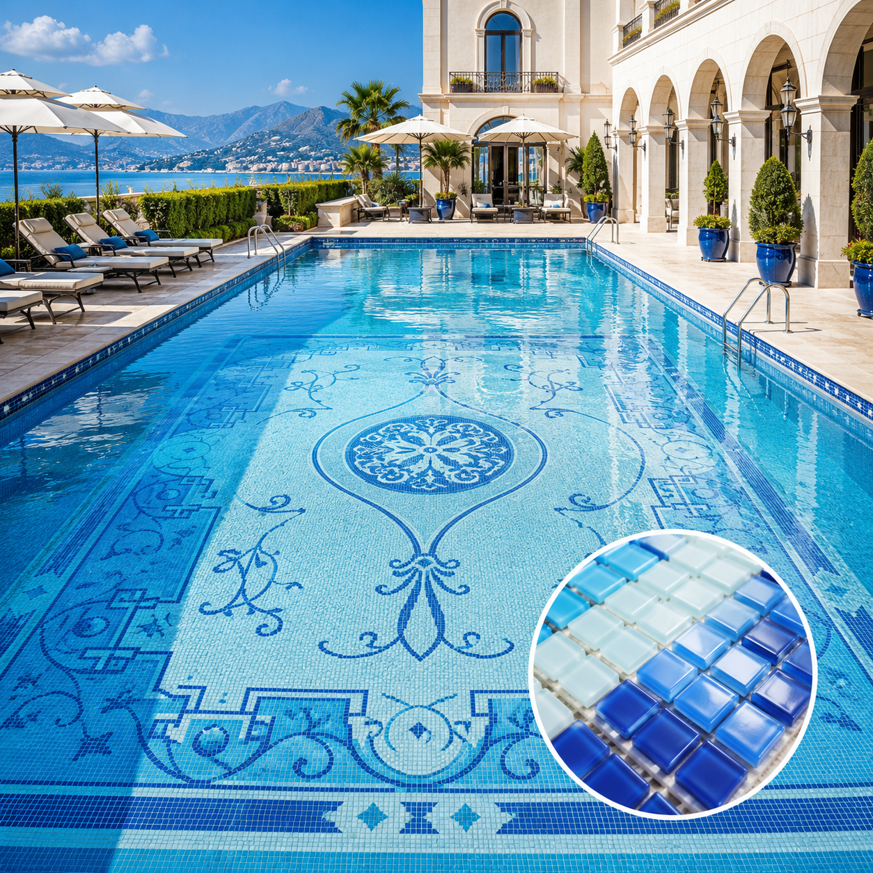 Mural de mosaico para piscina