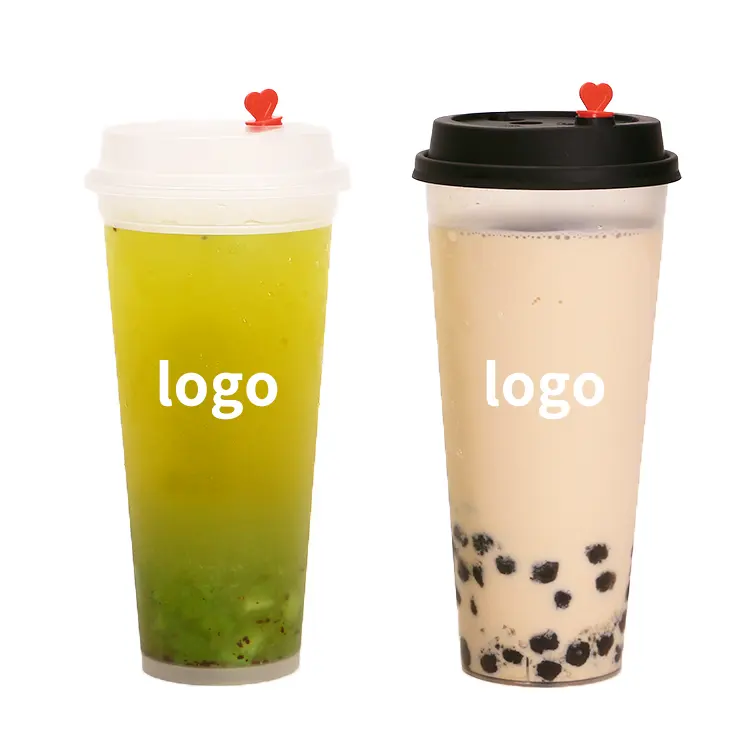 Impressão personalizada pp Injeção pp Cup Bubble Tea Clear/Matte 12 16 24oz Grosso Plástico Boba Milk Tea Cups Bubble Tea Cup With Lid