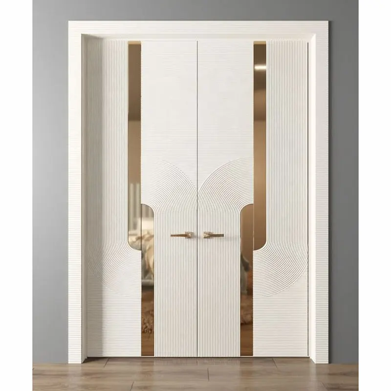 Design moderne en bois La dernière décoration en métal de teck extérieur luxe double ouverture portes en bois