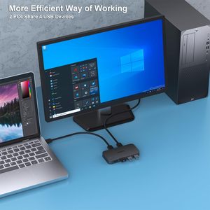 USB 3.0 Switch, USB Switcher 2 Computer Share 4 USB für PC Mouse Keyboard Printer Scanner, USB KVM Switch Selector