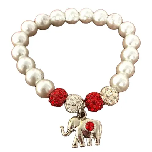 10MM Pearl Rhine stones Bead Elephant Charm Armband