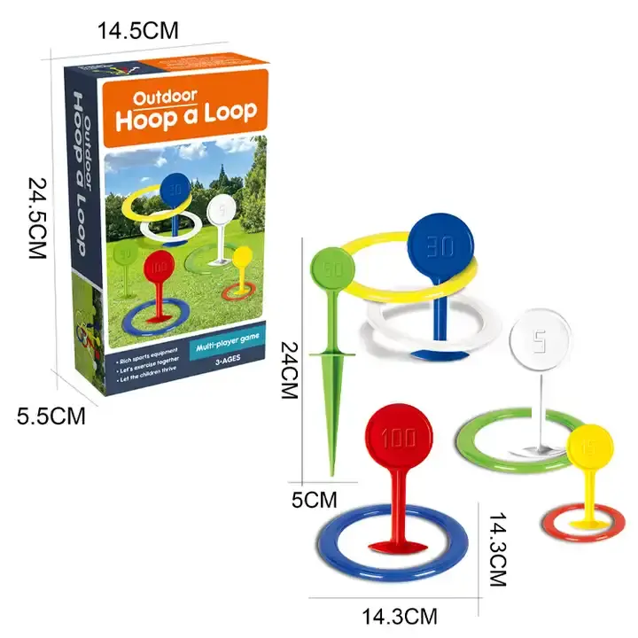 Jinming Kids Juego de patio al aire libre Juguetes Set Ring Toss Set Beach Throwing Loop Hoop Ferrule Toy