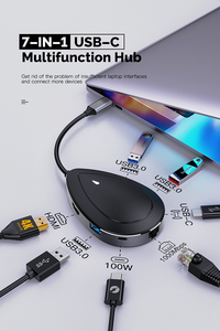 直接制造商独特设计的水滴USB C集线器7合1适配器C型集线器 - Product Image 2