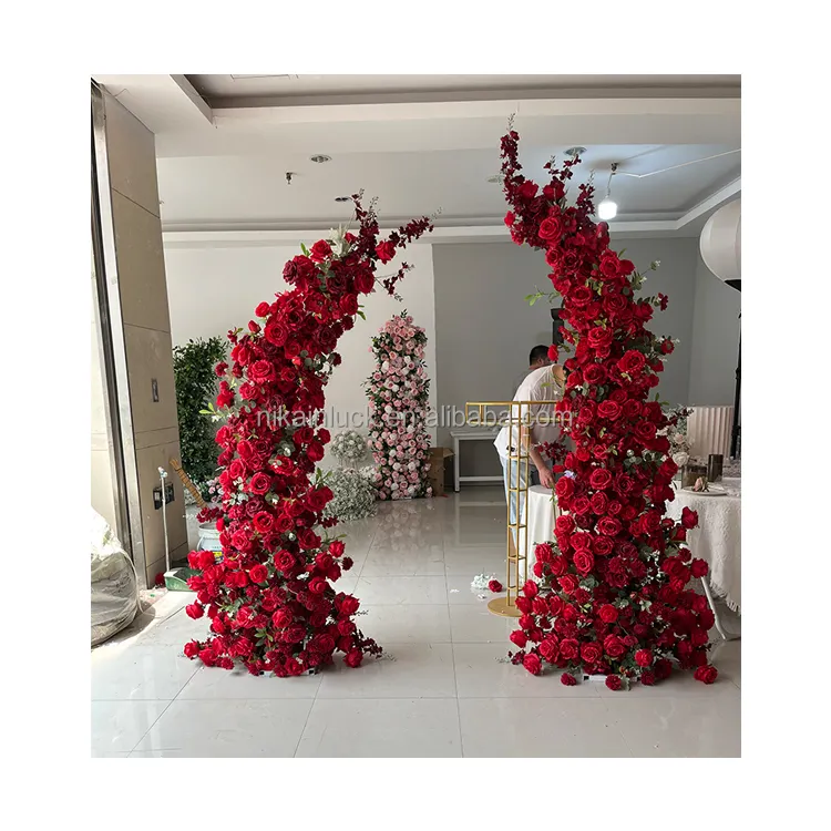 Fiori artificiali di nozze di disposizione del fiore dell'arco rosso di alta qualità per l'arco della decorazione