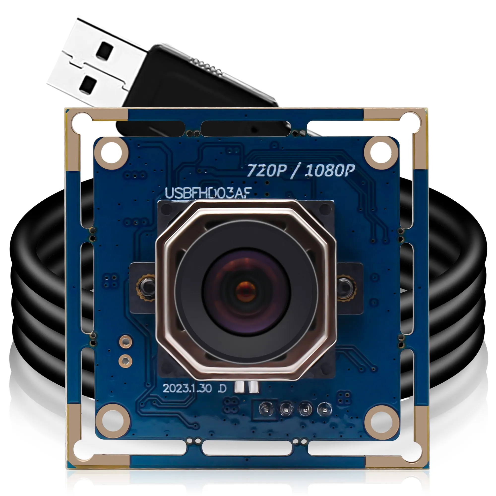 1080P 자동 초점 USB 카메라 모듈 무료 드라이버 30FPS 60FPS 120FPS 마이크로 USB 왜곡 렌즈가없는 PC 용 웹 카메라