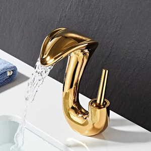 Vàng sáng tạo rửa lưu vực vòi nước nóng và lạnh phòng tắm bồn rửa vòi nước lỗ duy nhất nhà vệ sinh phòng tắm vòi nước gắn trên sàn - Product Image 1