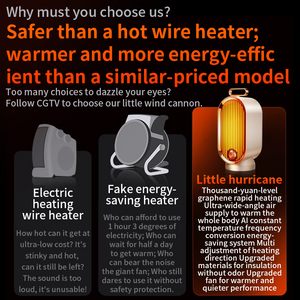 PTC Electric Heater Rapid Warm/Cool Adjustment 3-Second Whole House <strong>Heating</strong> Free-Standing Overheat Protection Made Plastic - Product Image 4
