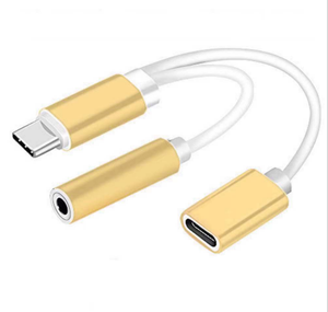 三星S20 Ultra Note 20 10 Plus S21 Ipad Pro Type-C充电音频辅助分离器的2合1 usb-c至3.5毫米耳机插孔适配器 - Product Image 1