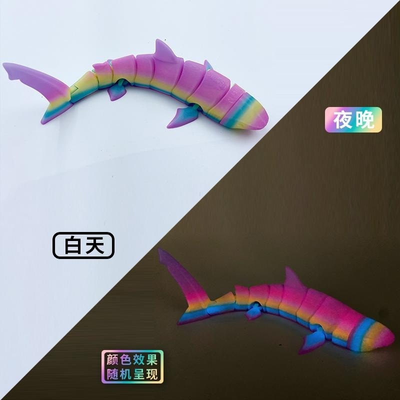 Tiburón arcoíris luminoso de colores de 22 cm de largo