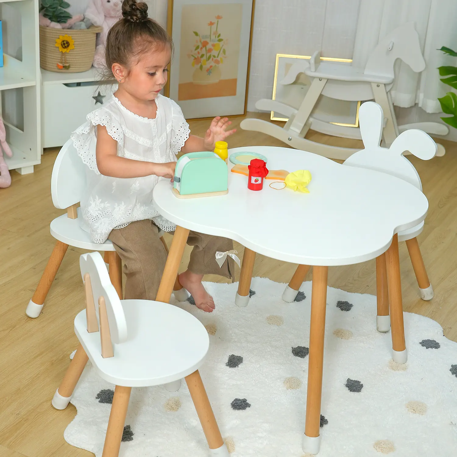 Kinderkamer Montessori Kinderen Kamer Tafel Hout Dieren Meubels Meisjes Studie Bureau Peuter Tafel En Stoel Set Voor Kinderen