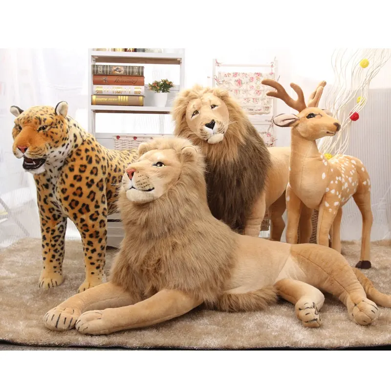ที่กำหนดเองของเล่นตุ๊กตายักษ์สิงโตเสือเสือดาวกวางยัดของเล่นสัตว์