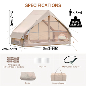 Ngoài trời glamping tự động di động <span class=keywords><strong>Inflatable</strong></span> lều có thể gập lại Oxford mái lều với hai phòng ngủ cho gia đình cắm trại - Product Image 6