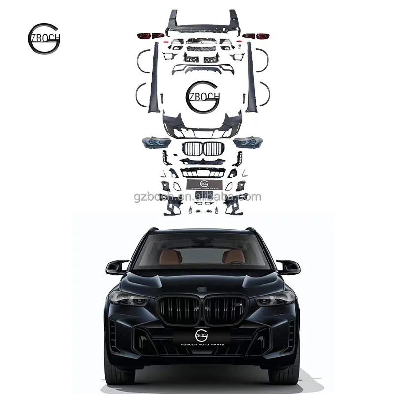 BMW X5 G05 2018フェイスリフト2024 G05 M-TechLCIボディキットフロントバンパー用オートアクセサリー、グリルヘッドライトテールライト付き