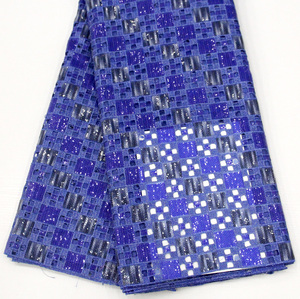 Bán Sỉ Vải Ren Kim Sa Vải Tuyn Thêu Đính Cườm Vải Ren Tiệc Cưới Châu Phi Màu Xanh Dương Hoàng Gia - Product Image 2