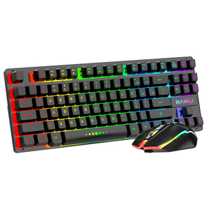 Juego ergonómico inalámbrico recargable RGB de 87 teclas Combo de teclado y ratón para computadora - Product Image 1