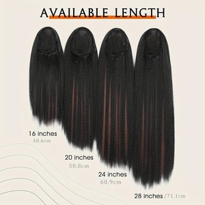 Trekkoord Paardenstaart Haarverlenging 22 Inch Synthetische Clip In Afro Kinky Rechte Paardenstaart Haarstukken Met Elastische Band Kam - Product Image 5