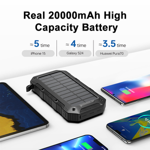20000mAh Solar Power Bank with Built-in Charging Cable Waterproof <strong>Design</strong> for Outdoor Adventures - Product Image 2