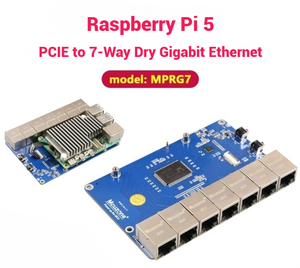 Scheda di sviluppo MPRG7 per <span class=keywords><strong>Raspberry</strong></span> <span class=keywords><strong>Pi</strong></span> 5 PCIe a 7 vie Gigabit <span class=keywords><strong>Ethernet</strong></span> con RPi OS e disco Router Soft Free OpenWRT