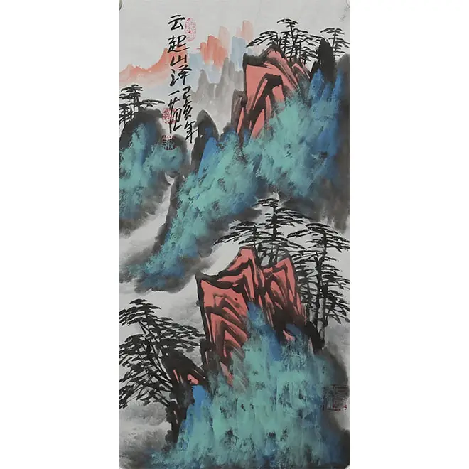 Venta al por mayor de pinturas de paisajes chinos famosos con murales verticales de estilo chino colgando en la sala de estar