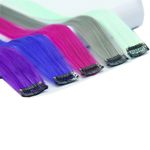 วิกผมสังเคราะห์ทนความร้อนสูงมีหลายสีสไตล์ผมต่อแบบคลิปหนีบตรง - Product Image 1
