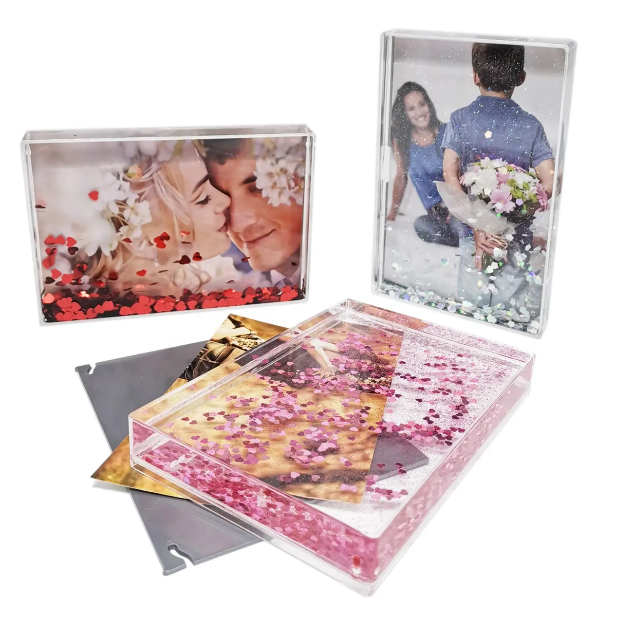 Hot Selling 4x6 Liquid Frame Photos online Clear Acrylic Photo Frames Shaking Crystal Picture Frame