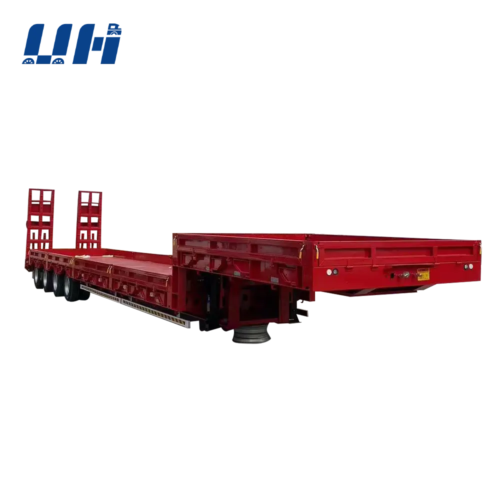 2-3 ejes 35 t 35 Ton Capacidad de carga Drop Deck Remolque de cama plana baja Lowboy Semirremolques Lowbed