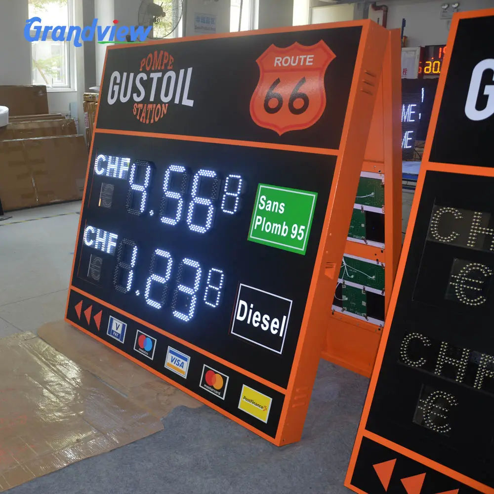 Pantalla LED de Canal digital a prueba de agua, señal de precio de aceite para estación de gas