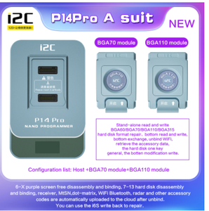 <strong>I2C</strong> P14 Pro BGA110 BGA70 PCIE NAND HDD <strong>Programmer</strong> for iPhone 6 to 14 Pro Max Purple Screen SYSCFG Data Read Write SN Unbind Wifi - Product Image 3
