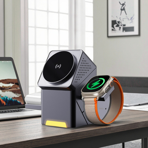 Newest Pop up <strong>Design</strong> Multi <strong>Device</strong> Fast Charging Dock Station 15W 3 in 1 Touch Auto Rotation Cube Magnetic Wireless Charger Stand - Product Image 1
