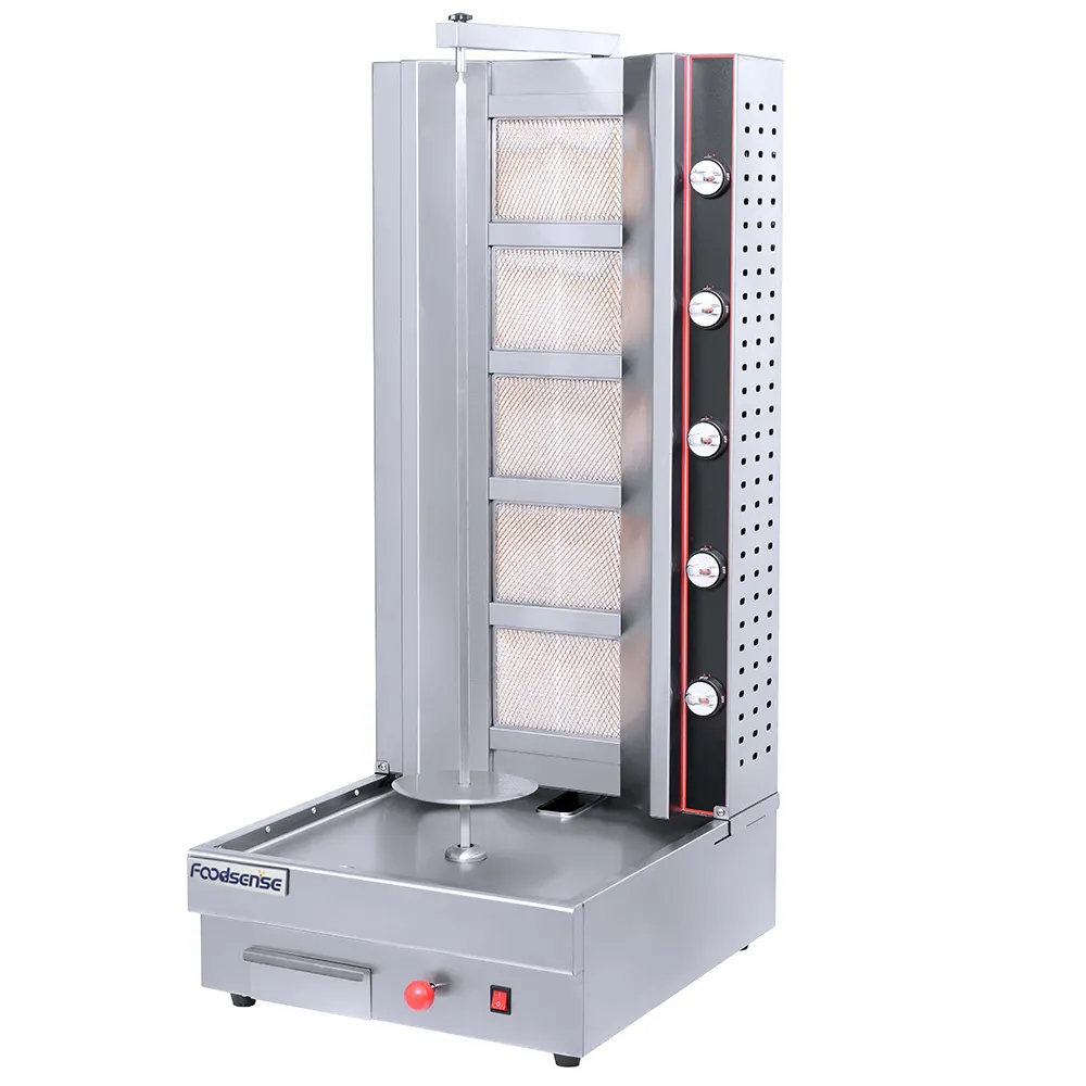 Vendita calda elettrodomestici automatici turchia Kebab Seekh Gas spiedino Doner Shish Shawarma/ Kebab macchina con 5 bruciatori