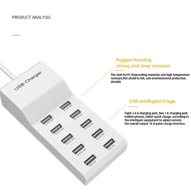 10 ports de charge