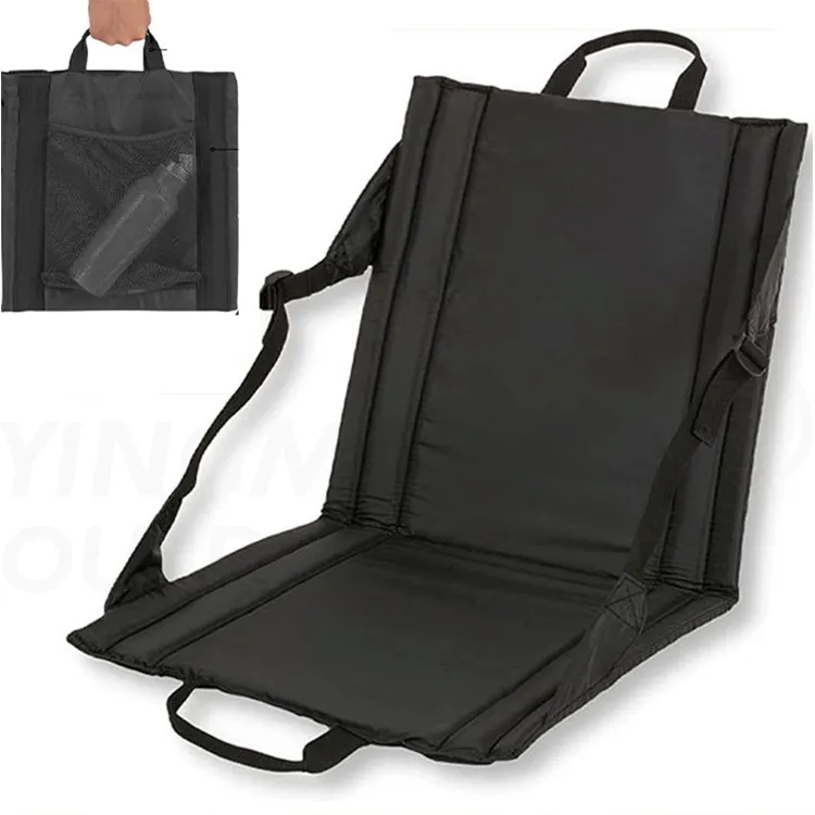 Asiento de estadio portátil Silla plegable acolchada con respaldo Cojín ligero para exteriores con asa y bolsillo