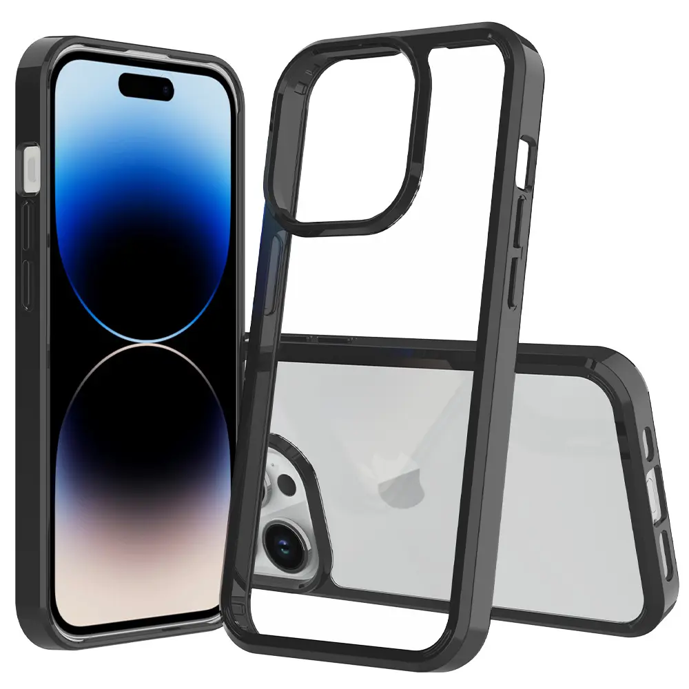 Hard Back Crystal Clear Acrílico TPU Phone Case para iPhone 15 Pro Max, para iPhone 15 Hard Case marca personalizada