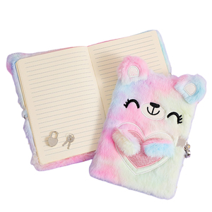 A5 Plush Bear <strong>Notebook</strong> <strong>with</strong> <strong>Lock</strong> for Girls Cartoon Beer <strong>Notepad</strong> Journal Diary - Product Image 4