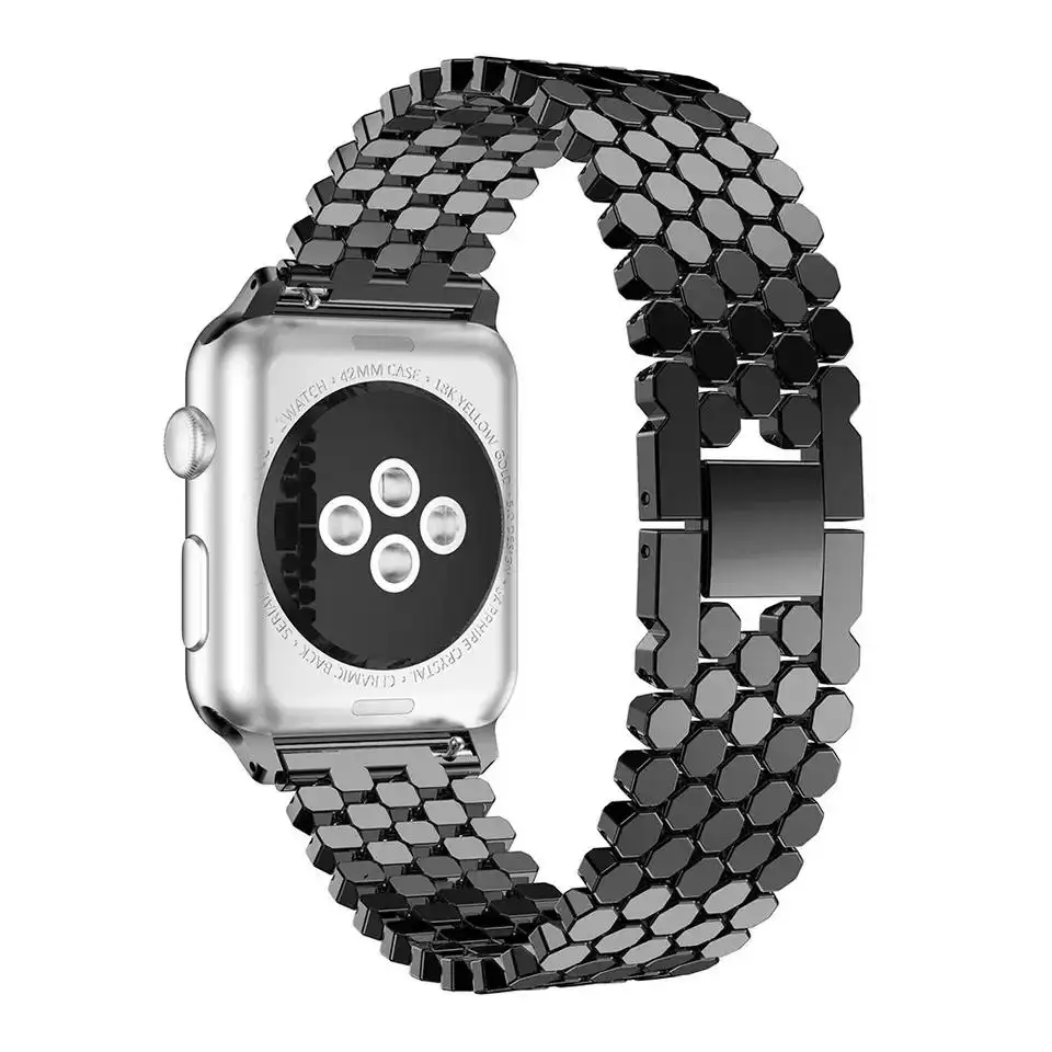 2022Smartwatch lüks Metal paslanmaz çelik saat kayışı 38 40 41 42 44 45mm Watchband Apple Watch iwatch serisi 7 6 5 4 bant