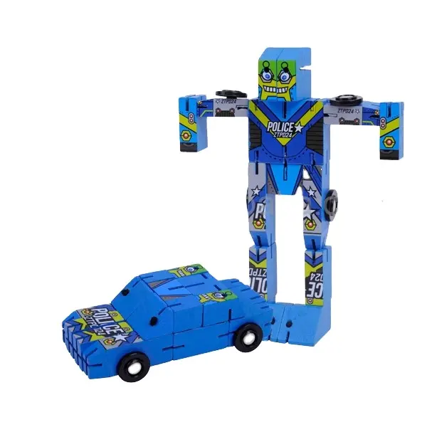 Cube en bois-cube robot pour enfants, blocs de pièces, puzzle créatif, jouets de forme étonnant
