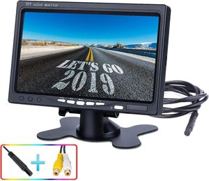 Two Video <strong>Inputs</strong> V1/V2 Car Rear View System HD License Plate <strong>Backup</strong> Camera and 7 Inch LCD <strong>Monitor</strong> Kit for RV, Truck, Pickup, Van - Product Image 1