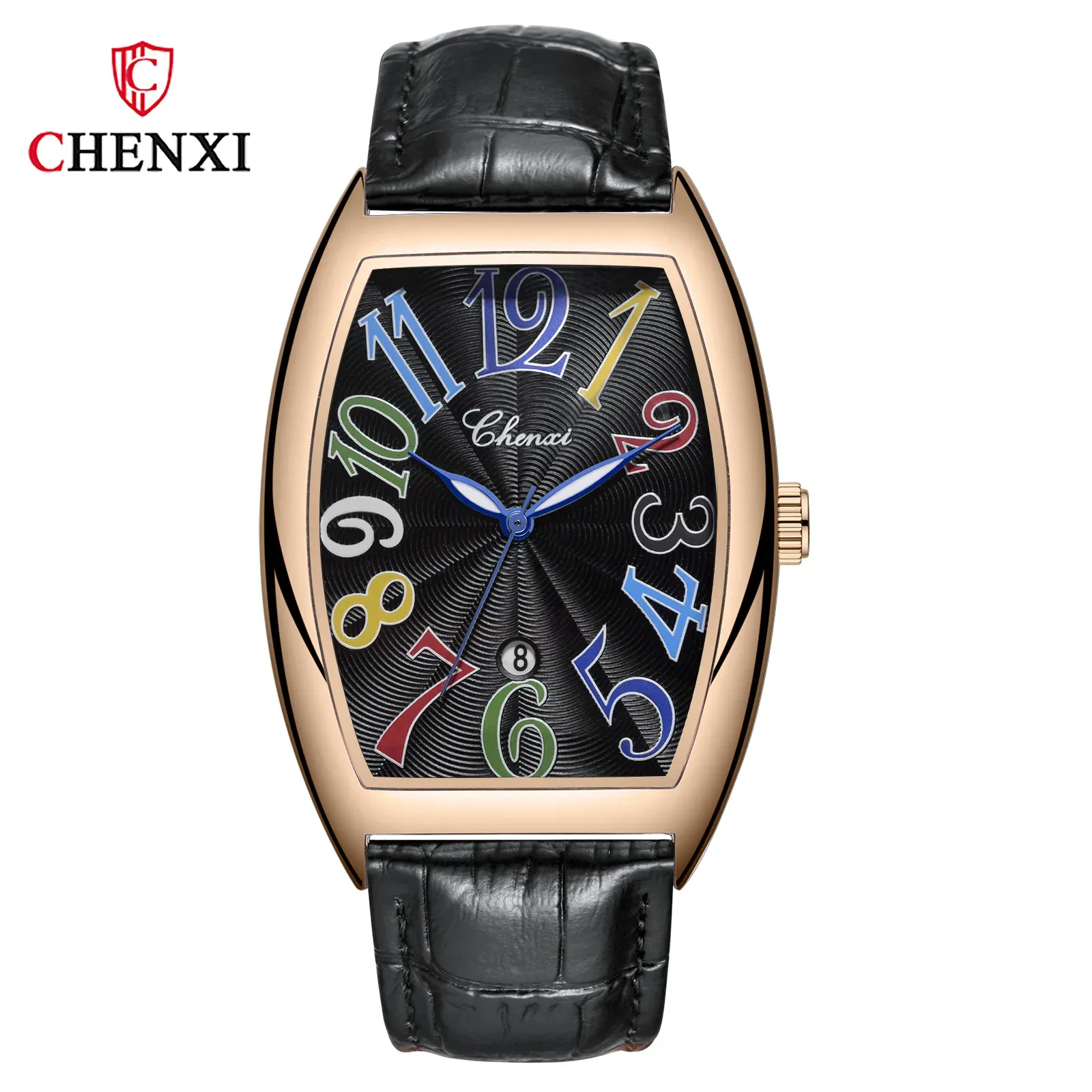 3 rose case black dial colorful text