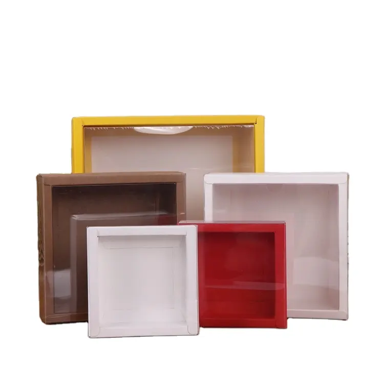 Boîte d'emballage et de rangement en carton kraft blanc transparent, boîte carrée rectangulaire épaissie en PVC, boîte à tiroir, LOGO imprimé
