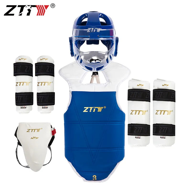 Prezzo di fabbrica Taekwondo Equipment 5 in 1 Set Bamboo Pattern copricapo protezione per il petto protezione per lo stinco del braccio dell'inguine