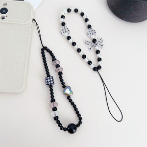 Mới Bay Bướm Đính Cườm Điện Thoại Di Động Dây Buộc Màu Đen Trắng Chuỗi Với Tình Yêu Hộp Bow Shell Treo Thời Trang Mặt Dây Chuyền & Charms - Product Image 3