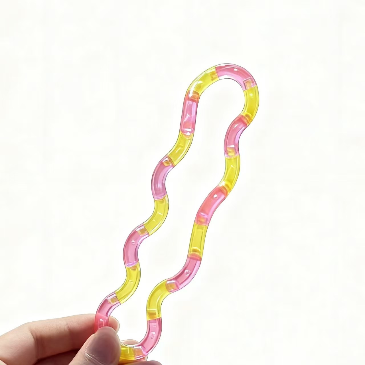 Crystal transparent double color twist bag-yellow pink