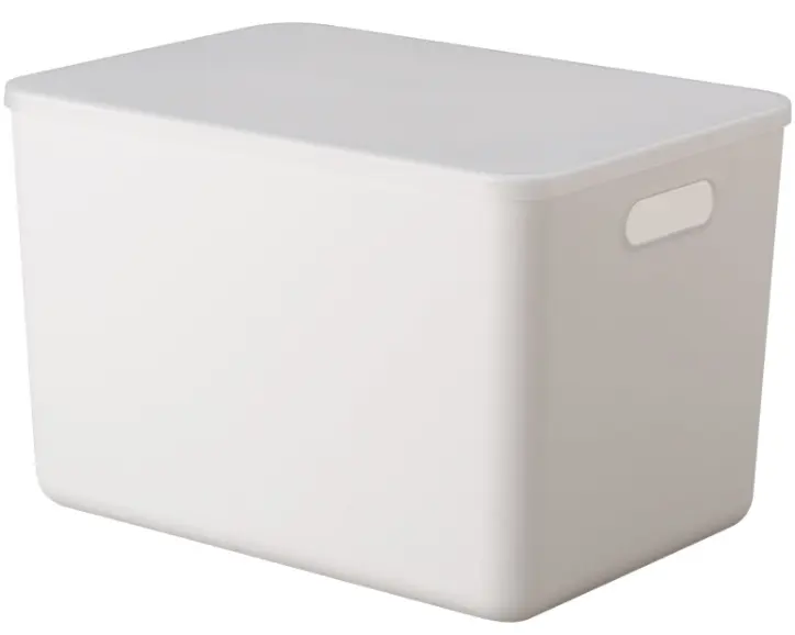 Caja organizadora grande de plástico para el hogar, organizador de ropa de dormitorio, lavable, con tapas y asas, color blanco