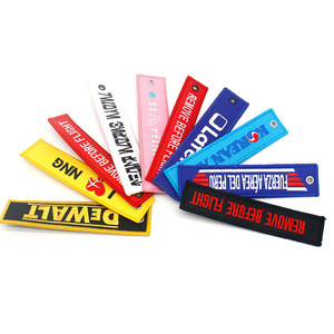 Nhà Máy Biểu Tượng Tùy Chỉnh Nhãn Hai Mặt Cá Nhân Văn Bản Và Thêu Vải Keychain Dệt Vá Keyring Thẻ - Product Image 3